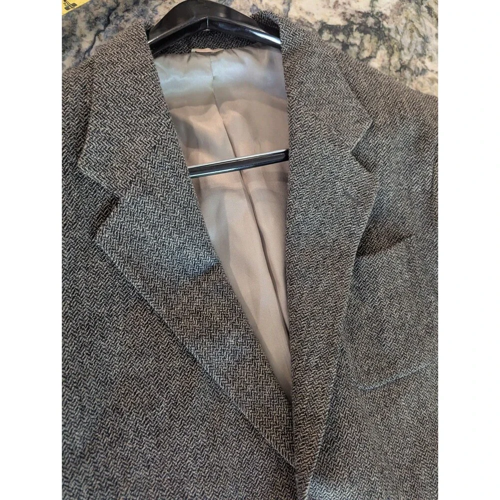 Mark Shale Mens Gray Herringbone Tweed Sport Coat Blazer Jacket Woven Notch Read